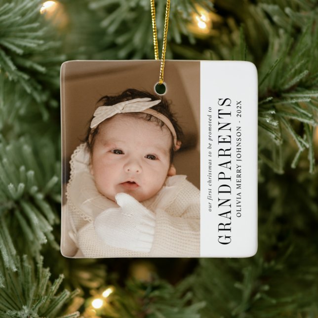 First Christmas Promoted Grandparents 2 Photos  Julgransprydnad Keramik (Träd)