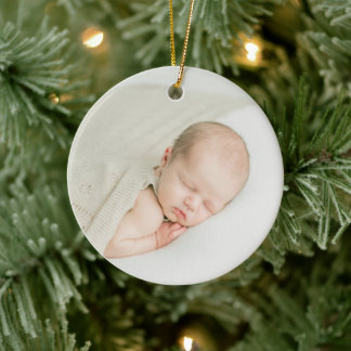 First Christmas With Birth Stats Custom 1 Photo Julgransprydnad Keramik