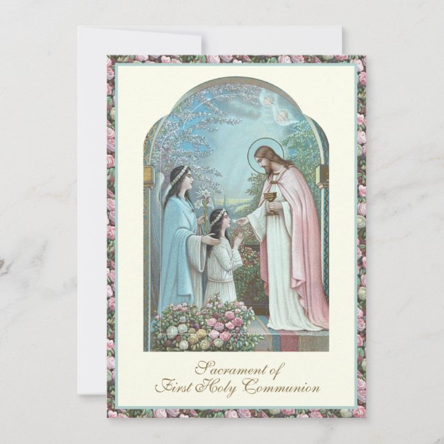 First Communion Angel Girl and Jesus Inbjudningar (Framsida)