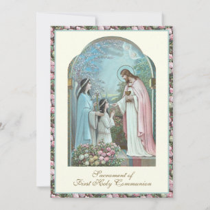 First Communion Angel Girl and Jesus Inbjudningar