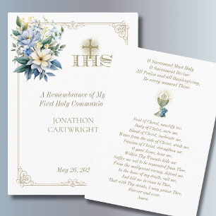 First Communion Anima Christi Remfamance Prayer Placeringskort