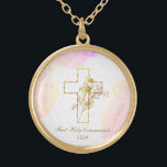 *~* First Communion AP35 Christian Confirmation Guldpläterat Halsband<br><div class="desc">(sök-ID AP35 för liknande formgivning och AP40 )) En katolsk kristen välsignad Guld Plated Kor NECKLACE/PENDANT för en flicka från barn till tonåring/tonåring till äldre medborgare. Utformningen om du vill anpassa/anpassa. Det tjänar bra om man minns en speciell dag. Alla kristna anhängare kommer att vara stolta över en sådan lämplig...</div>