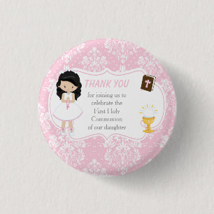 First Communion Black Hair Girl Tack Knapp
