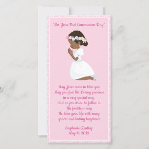 First Communion Bookmark Black Girl Tack Kort
