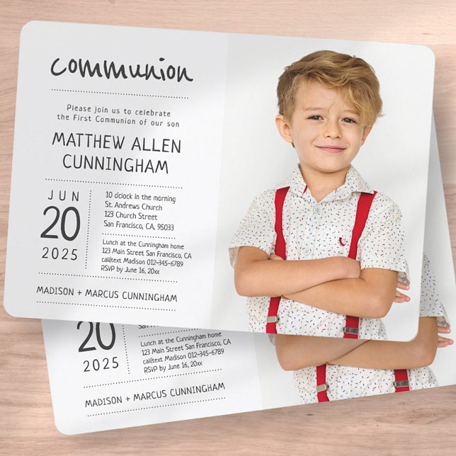 First Communion Boy | Modern + Enkel foto Inbjudningar (Skapare uppladdad)