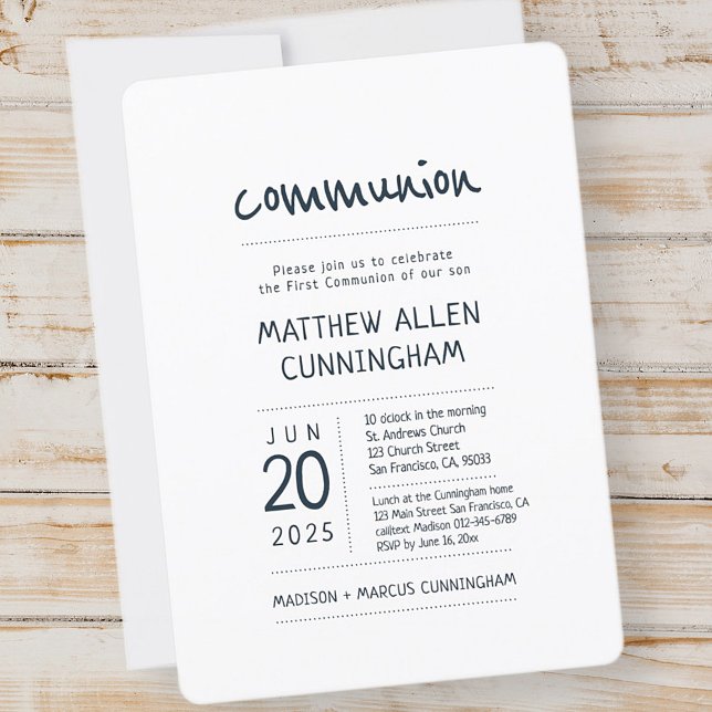 First Communion Boy | Modern + enkel Inbjudningar (Skapare uppladdad)