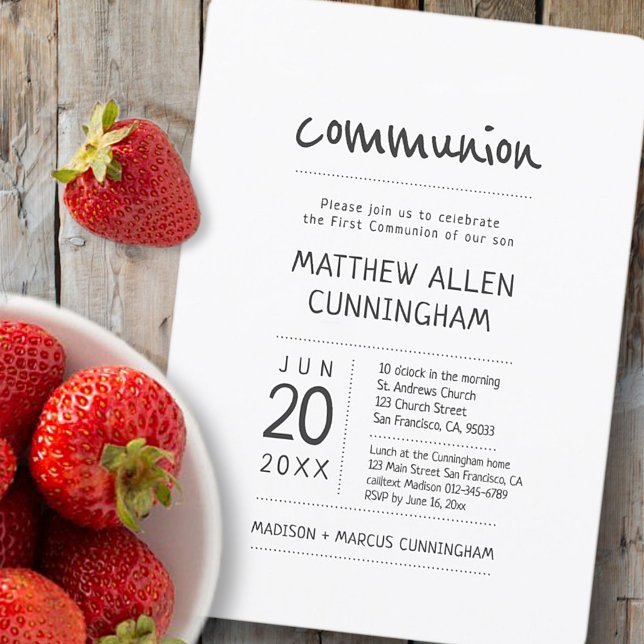 First Communion Boy | Modern + enkel Inbjudningar (Skapare uppladdad)
