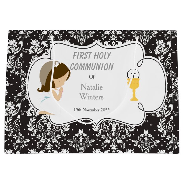 First Communion Brunette Hair Girl Tack (Framsidan)