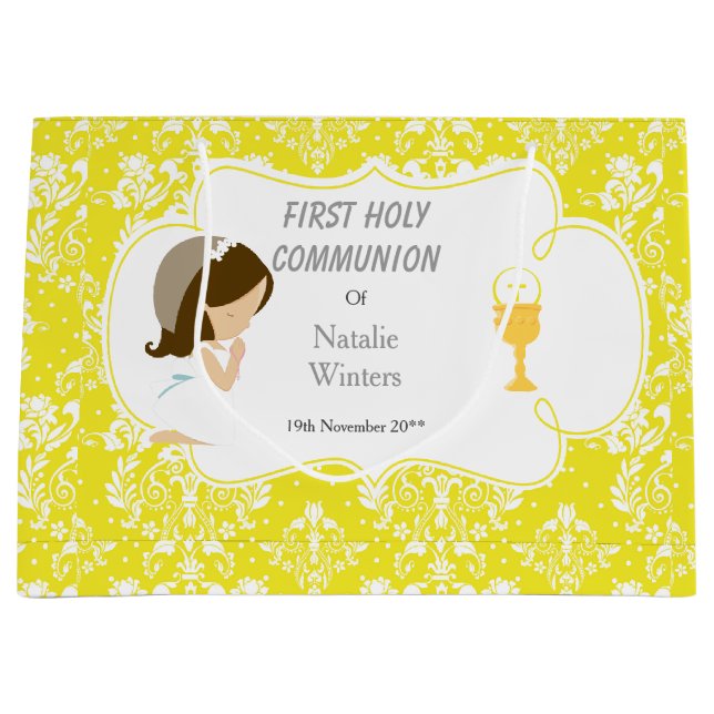 First Communion Brunette Hair Girl Tack (Framsidan)