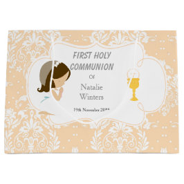First Communion Brunette Hair Girl Tack