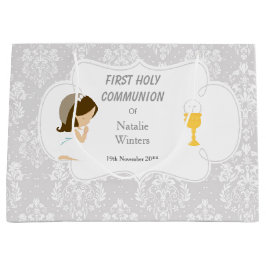 First Communion Brunette Hair Girl Tack