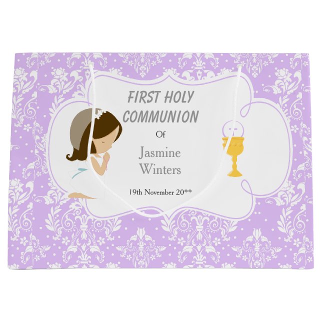 First Communion Brunette Hair Girl Tack (Framsidan)