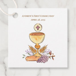 First Communion Chalice, Grapes, Wheat Gåvor Etiketter