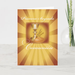 First Communion Chalice, spansk, Guld Starburst Kort