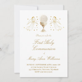 First Communion Eucharist golden angels Invitation Inbjudningar