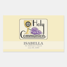 First Communion Graps and Kopp, Anpassade Rektangulärt Klistermärke