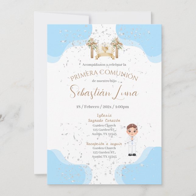 First Communion Invitation Boy Inbjudningar (Framsida)