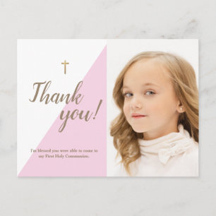 First Communion Tack Modern rosa Photo Vykort