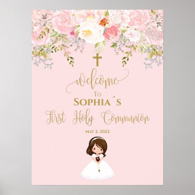 First communion welcome sign girl Poster (Framsidan)