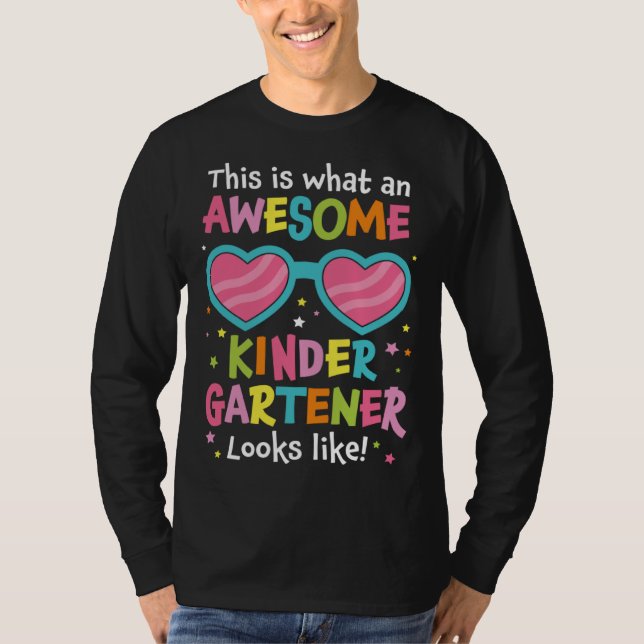 First Day Kindergarten Back to School Awesome Kind T Shirt (Framsida)