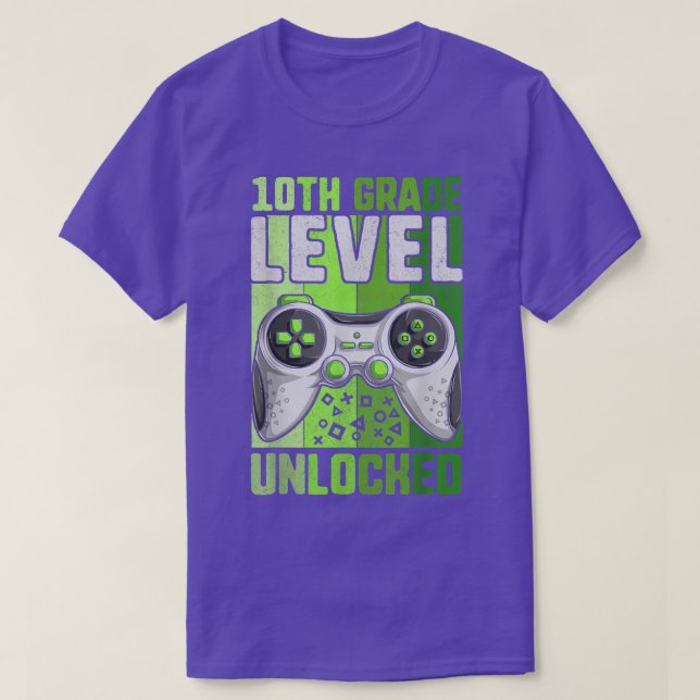 First Day Of 10th Grade Level Unlocked  Boy Video  T Shirt (Design framsida)
