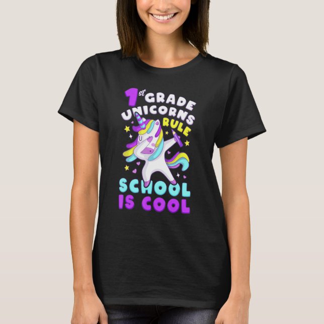 First Day of 1st Grade, Back To School, Girl, Unic T Shirt (Framsida)