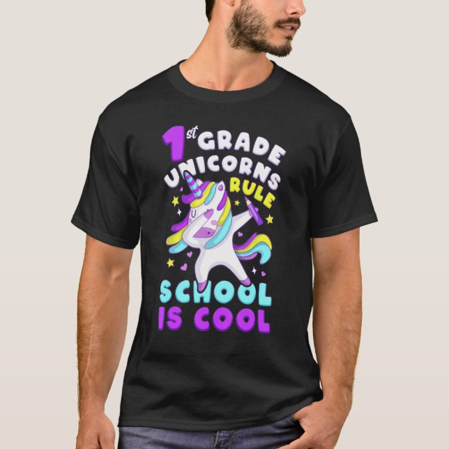 First Day of 1st Grade, Back To School, Girl, Unic T Shirt (Framsida)