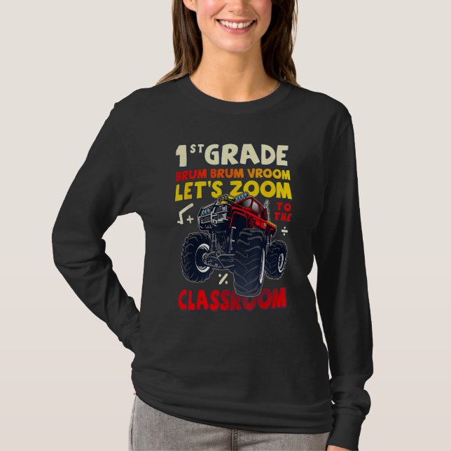 First Day of 1st Grade, Back To School, Monster Tr T Shirt (Framsida)