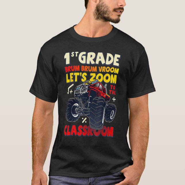 First Day of 1st Grade, Back To School, Monster Tr T Shirt (Framsida)