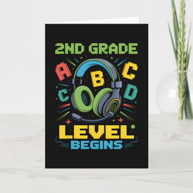 First Day Of 2nd Grade Level Begins Shirt Gamer Bo Kort (Framsida)