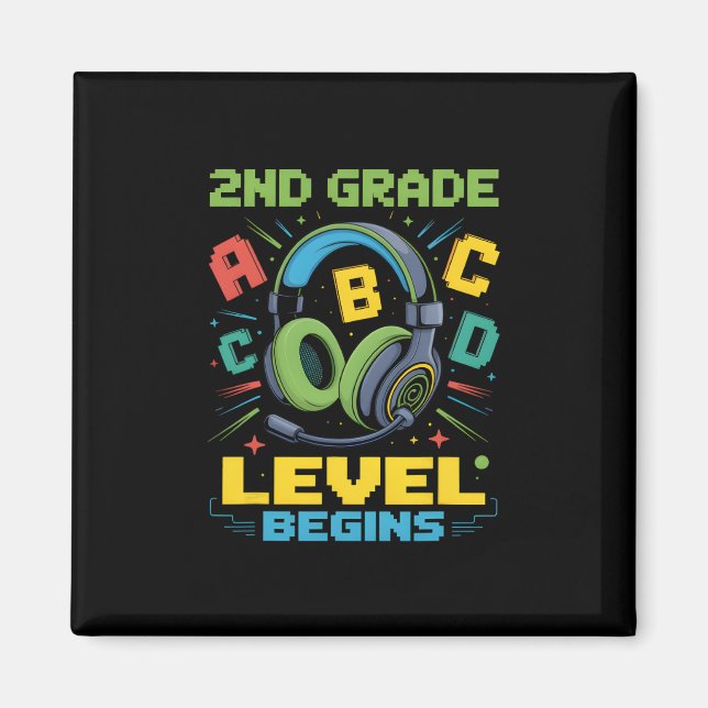 First Day Of 2nd Grade Level Begins Shirt Gamer Bo Magnet (Framsidan)