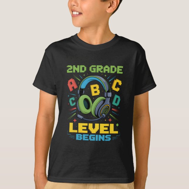 First Day Of 2nd Grade Level Begins Shirt Gamer Bo T (Framsida)