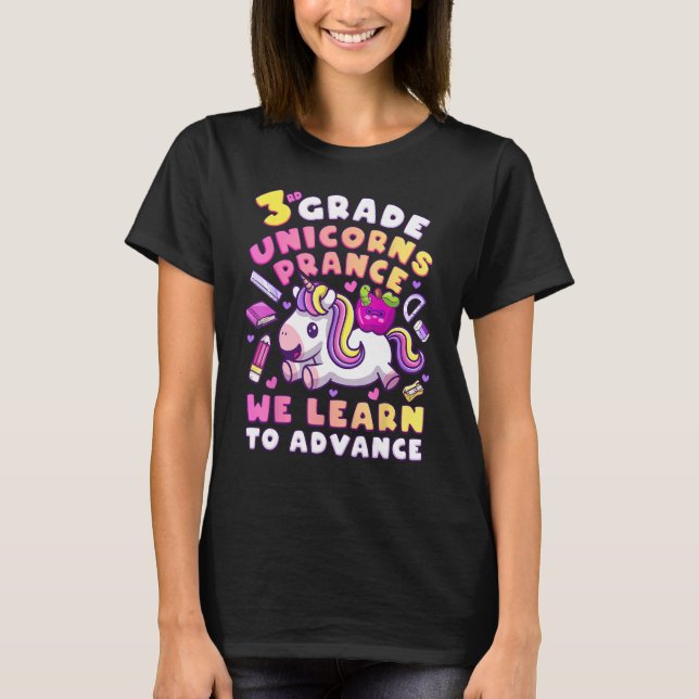 First Day of 3rd Grade, Back To School, Girl, Unic T Shirt (Framsida)