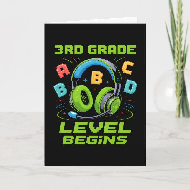 First Day Of 3rd Grade Level Begins Shirt Gamer Bo Kort (Framsida)