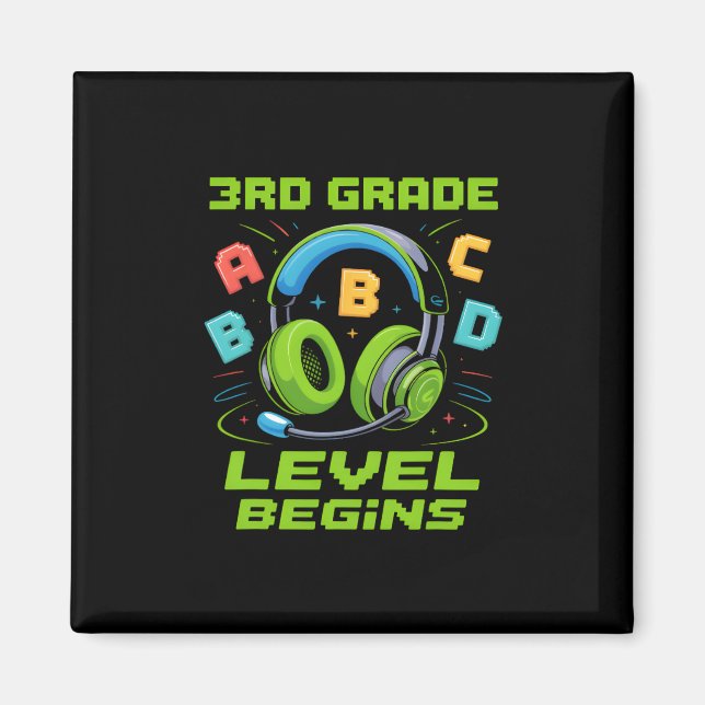 First Day Of 3rd Grade Level Begins Shirt Gamer Bo Magnet (Framsidan)