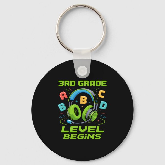 First Day Of 3rd Grade Level Begins Shirt Gamer Bo Nyckelring (Framsida)