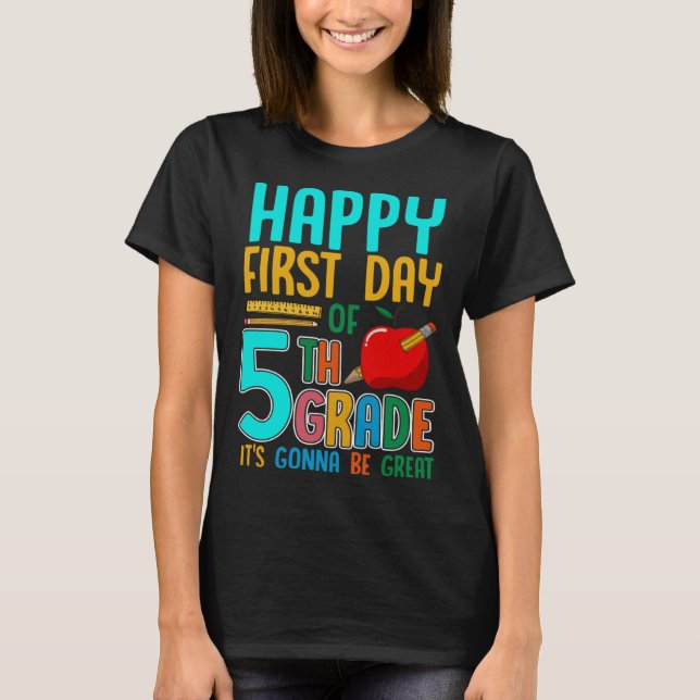 First Day Of 5th Grade Back To School Teacher Kids T Shirt (Framsida)