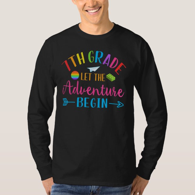 First Day Of 7th Grade Let The Adventure Begin Bac T Shirt (Framsida)