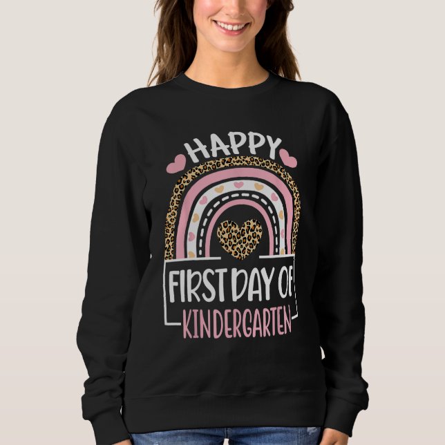First Day Of Kindergarten  Back To School Leopard  T Shirt (Framsida)
