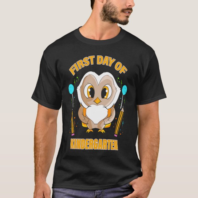 First Day of Kindergarten  for School Owl Child St T Shirt (Framsida)