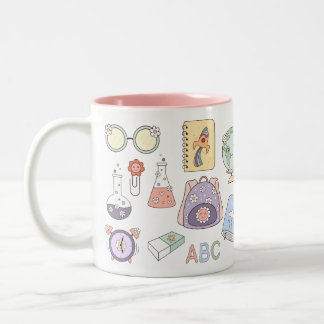 First Day of School Mug – Cute Classroom Icons Två-Tonad Mugg