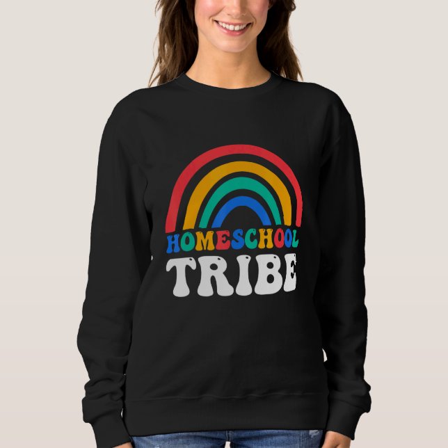 First Day Of School Rainbow Homeschool Tribe Teach T Shirt (Framsida)
