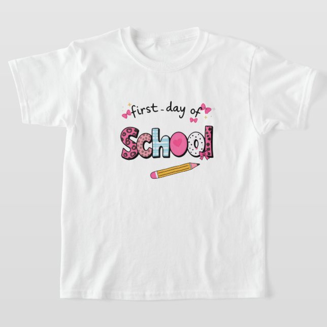 First Day of School T-Shirt for Girls – Cute Shirt (Laydown)