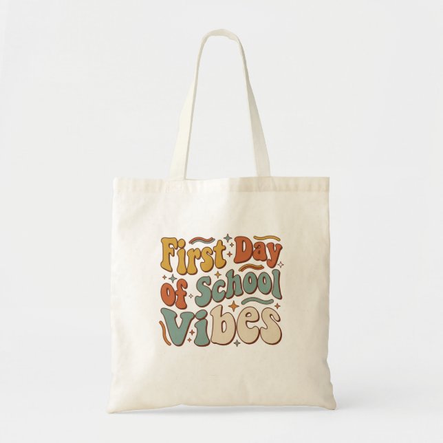 First Day of School Vibes Back to School Gift Tygkasse (Framsidan)