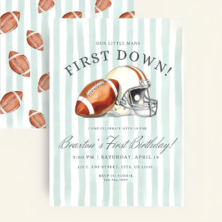 First Down Birthday Evite, Editable Football Invit Inbjudningar