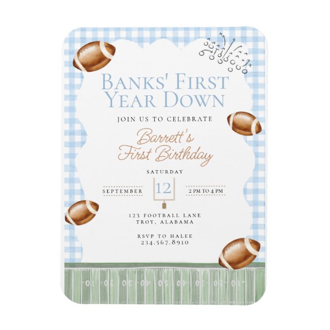 First Down Football Birthday, Tailgate Party Magnet (Vertikal)