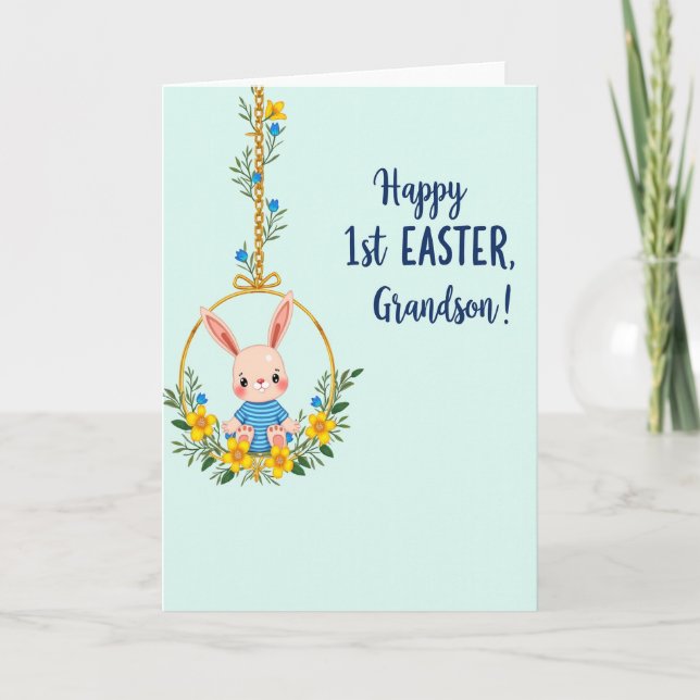 First Easter Grandson Bunny Card Kort (Framsida)