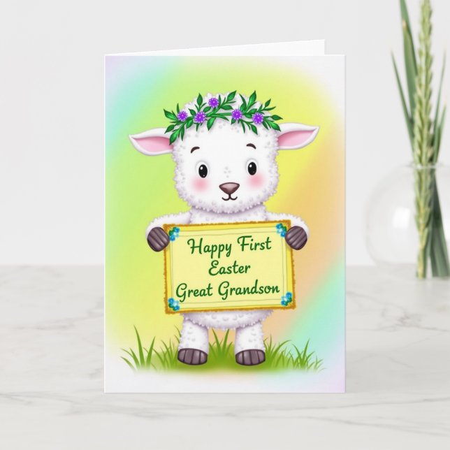 First Easter Grandson Sheep Card Kort (Framsida)