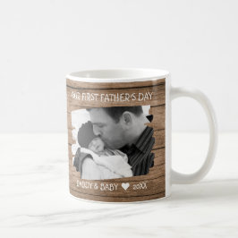 First Fars dag New Pappa Baby Photo Rustic Wood Kaffemugg