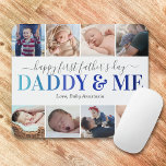 First Fars dag Photo Pappa & Me Musmatta<br><div class="desc">Elegant först musknappen fars dag bild med det söta uttrycket "pappa & me" i ett blått övertoningsteckensnitt,  sex foton som du kan ersätta med ditt eget,  och barn namn.</div>